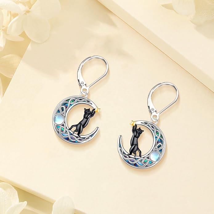 Tree of Life/Cat/Turtle/Butterfly/Flower/Celtic/Turquoise/Moonstone Dangle Earrings for Women Sterling Silver Cute Animals Drop Earrings Jewelry Gifts