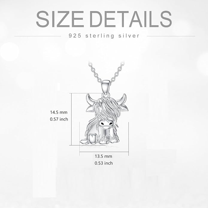 Highland Cow Gifts for Women 925 Sterling Silver Highland Cow Birthstone Necklace Fluffy Cow Jewelry Gifts Birthday Christmas