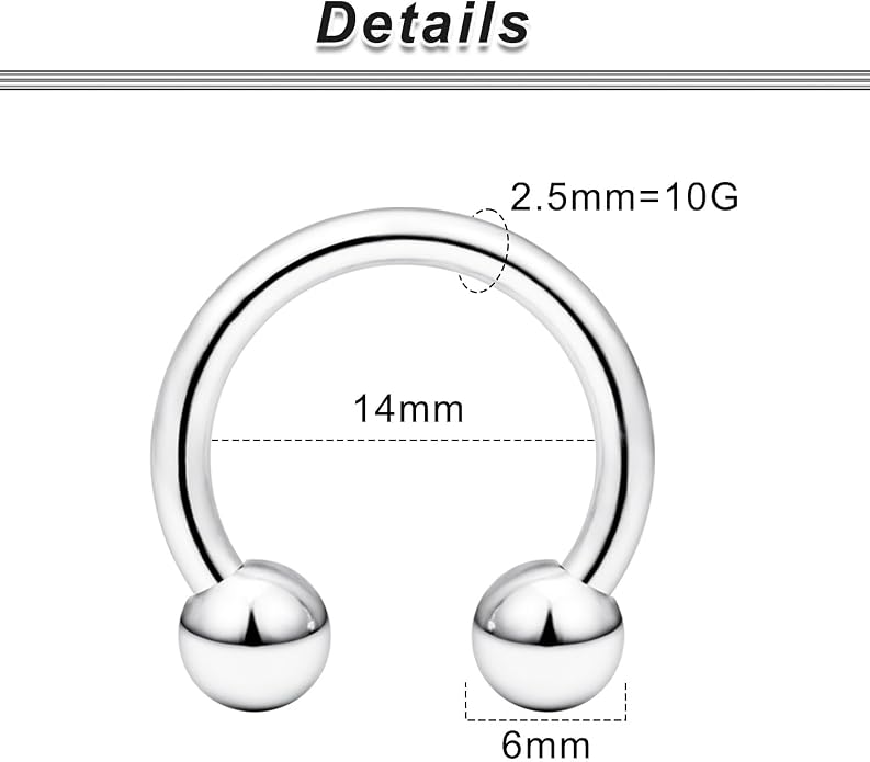 00G 0G 2G 4G 6G 8G 10G 12G 14G 16G Septum Rings Silver Black Surgical Steel Heavy Gauges Earrings Stretching kit Eyebrow Lip Septm Nose Rings Helix Tragus Daith Rook Earrings Hoops 10mm-19mm