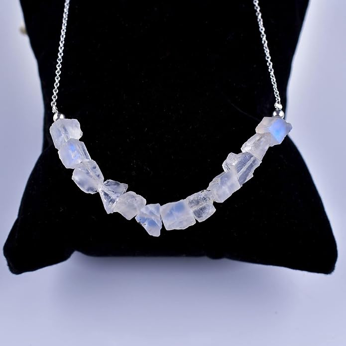 Natural Gemstone Dainty Pendant Necklace for Women Handmade Crystal Jewelry 925 Sterling Silver 18 Inch Chain Healing Chakra Christmas Birthday Gift for Her