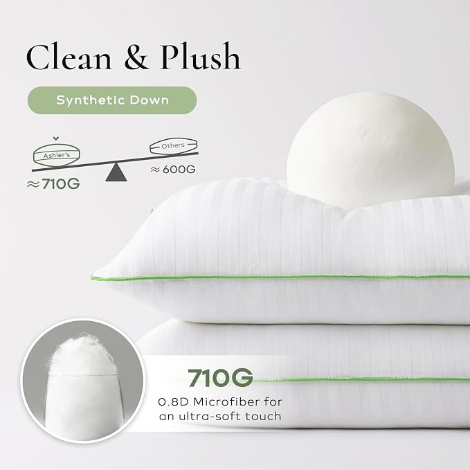 Ashler Home Deco Synthetic Down Pillow Inserts, 16x16 Down Alternative Throw Pillows Insert Sleeping Pillows with 100% Cotton Cover Decorative Pillow Stuffer for Sofa, Couch Bed(Set of 4, White)