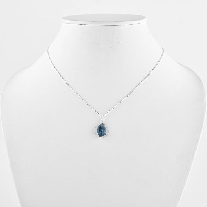 Sliver Pendant Necklace for Women Raw Tanzanite Gemstone, Handmade Jewelry Healing Crystal December Birthstone, Rhodium Plated 925 Sterling Silver Chain 18" Birthday Christmas Day Gifts