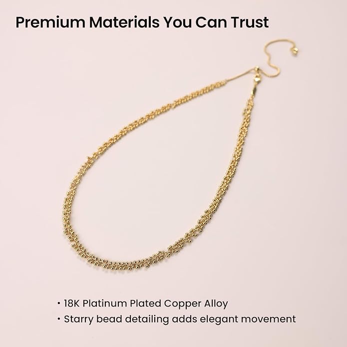 ARSIS 18K Gold Plated Cube/Curb/Wave Chain Link Necklace, Adjustable Choker Platinum Plated Necklace Dainty Layered Hypoallergenic Jewelry Gift for Women