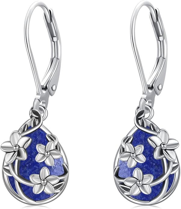 Flower Earrings 925 Sterling Silver Flower Teardrop Leverback Dangle Earrings Jewelry Gifts for Women Girls