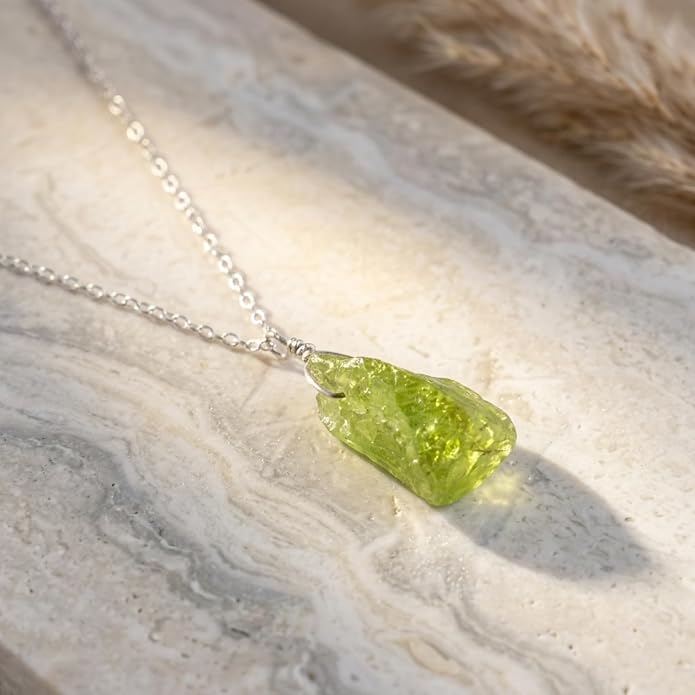 Natural Raw Crystal Rough Gemstone Pendant Necklace For Women, Chakra Healing Stones, Birthstone Jewelry, Rhodium Plated 925 Sterling Silver Chain 18 inch, Birthday Gift
