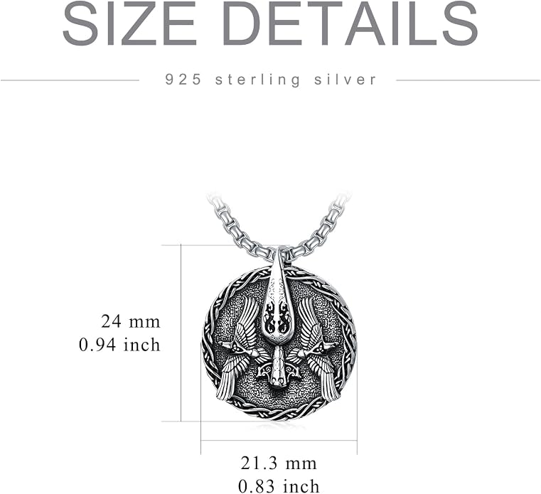 PELOVNY Odin Necklace 925 Sterling Silver Viking Pendant Norse God Jewelry for Anniversary Birthday Christmas Gifts Men Women