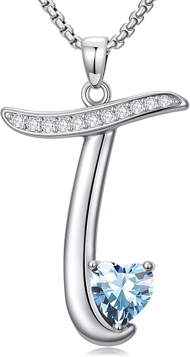 Birthday Gifts for Women Alphabet A to Z Initial Birthstone Pendant Necklaces for Women - 18k White Gold Plated Personalized Name Jewelry Anniversary Graduation Gifts for Wife Her Daughter Girlfriend(with Gift Box)