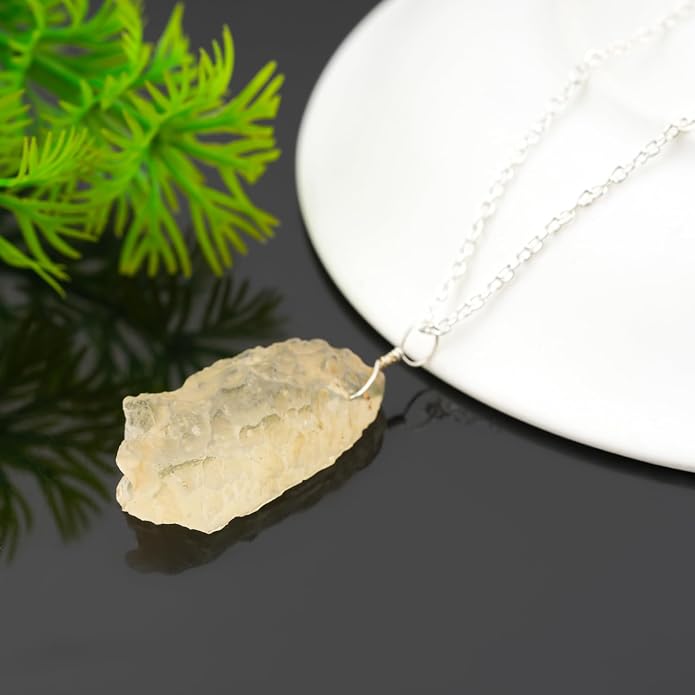 Natural Raw Gemstones Pendant Necklace, Rough Stones Dainty Jewelry, Handmade Bohemian Jewelry, Silver Plated Chain, Healing Crystals, Christmas Gift for Women