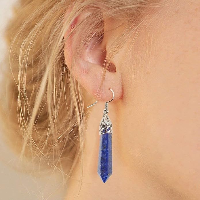 Real Natural Quartz Stone Healing Point Crystal Chakra Dangle Earrings Valentine's day Mother's day Gift