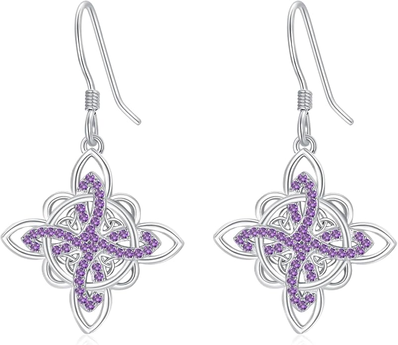 Celtic Knot Earrings 925 Sterling Silver Abalone Drop Dangle Celtic Earrings Gifts for Women