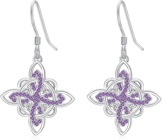Celtic Knot Earrings 925 Sterling Silver Abalone Drop Dangle Celtic Earrings Gifts for Women