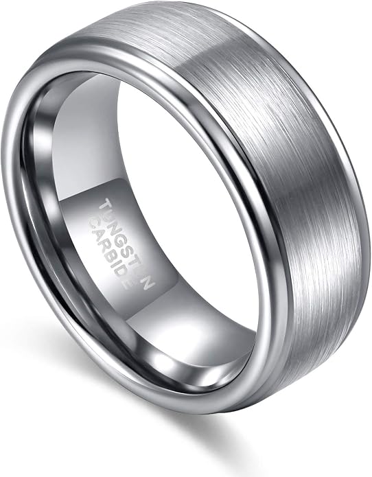 TRUMIUM 4mm 6mm 8mm Tungsten Rings for Men Women Silver Blue Rose Gold Plated Black Tungsten Wedding Band Matte Brushed Finish Comfort Fit Size 4-15