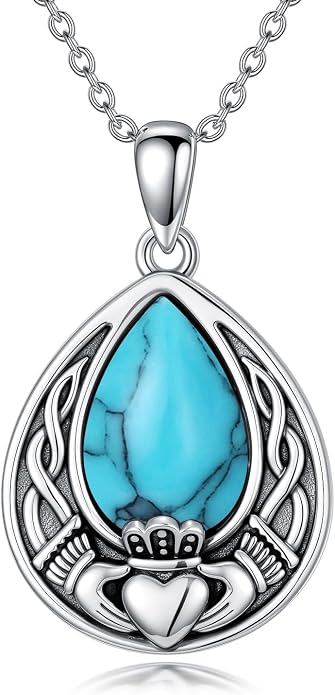 PELOVNY Celtic Knot Necklaces for Women 925 Sterling Silver Gemstone/Birthstone Teardrop Infinity Necklace Irish Celtic Pendant Jewelry Gifts for Mom Daughter Wife