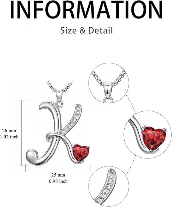 Birthday Gifts for Women Alphabet A to Z Initial Birthstone Pendant Necklaces for Women - 18k White Gold Plated Personalized Name Jewelry Anniversary Graduation Gifts for Wife Her Daughter Girlfriend(with Gift Box)
