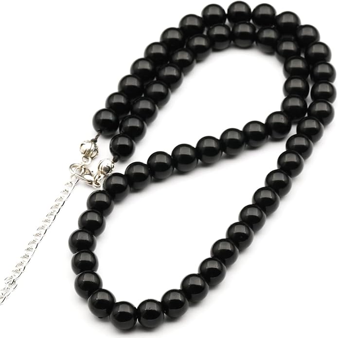 Natural Gemstone Beaded Choker Necklace | 8mm Handmade Adjustable Jewelry for Men & Women | Chakra Balancing Crystal Necklace | Spiritual Gift | Macrame Cord with Extender