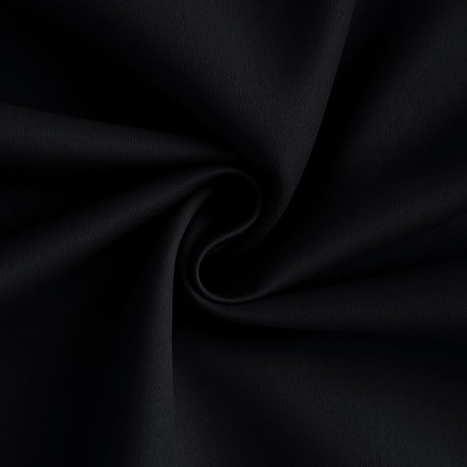 Yakamok Black 100% Blackout Curtains 84 Inches Long for Bedroom 50" Wide | Blackout Curtain Panels for Bedroom, 2 Thick Layers Grommet Top Thermal Insulated Drapes with White Back for Living Room