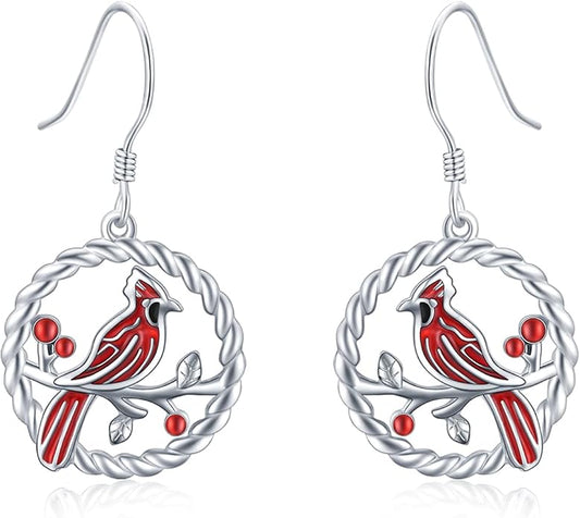 Butterfly/Cardinal/Rabbit/Frog/Turtle/Dragonfly/Flamingo/Mermaid/Hummingbird/Robin/Raven/Owl/Whale/Cat Earrings S925 Sterling Silver Animal Jewelry Gifts for Birthday Christmas