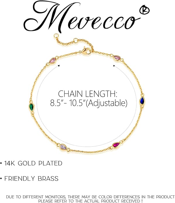 MEVECCO Anklet for Women Gold Chain 14K Gold Plated Dainty Boho Beach Summer Simple Foot Jewelry Ankle Bracelet