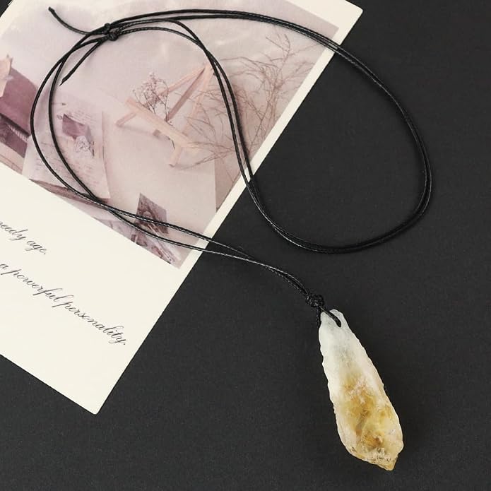 Natural Raw Crystal Necklace for Women Irregular Stone Necklaces Spiritual Gemstone Pendant with Adjustable Rope