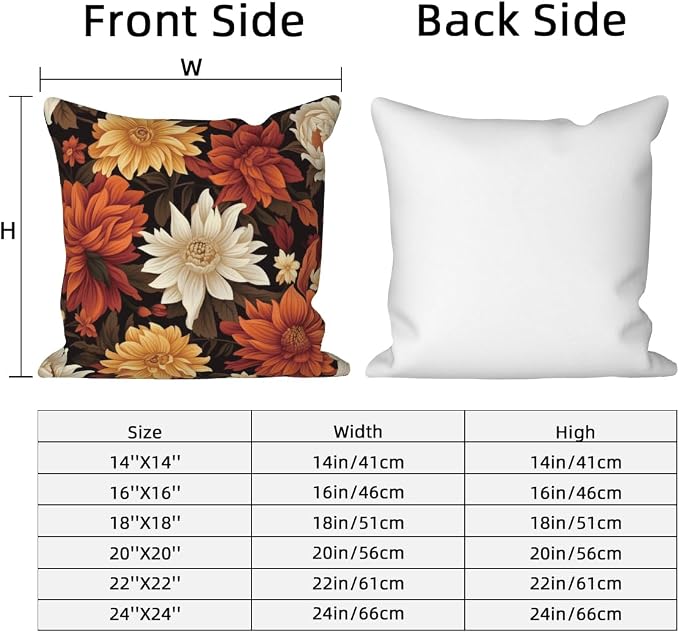Vintage Floral Throw Pillow Covers 18''x18'' Set of 4, Colorful Flowers Pillow Cases Decorative Printed Cushion Covers for Couch Sofa Bedroom Farmhouse Livingroom Garden Patio Car Outdoor