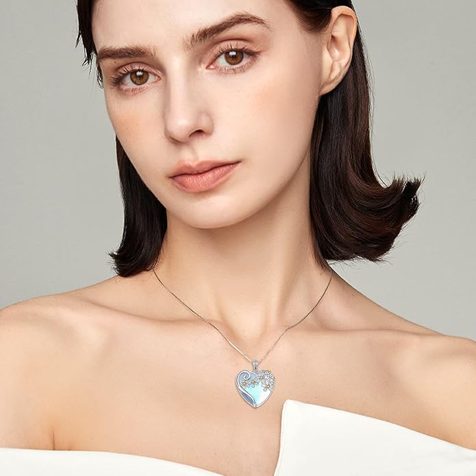 YAFEINI 925 Sterling Silver Moonstone Necklace Filigree Teardrop Pendant Necklace Jewelry for Women Girls