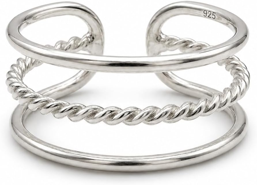 Sterling Silver Toe Ring, Handmade Adjustable Open Band, Minimalist Dainty Summer Beach Foot Jewelry for Women, Can Be Worn as Knuckle or Pinky Ring