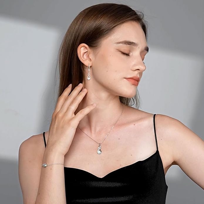 Birthstone Necklaces for Women 925 Sterling Silver Infinity Pendant Created Gemstone Jewelry for Her, 16"+2"
