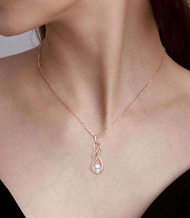 Birthstone Necklaces for Women 925 Sterling Silver Infinity Pendant Created Gemstone Jewelry for Her, 16"+2"