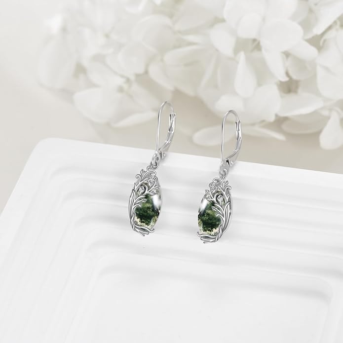 POPLYKE Tree of Life Teardrop Drop Dangle Earrings Sterling Silver Leverback Earrings Jewelry