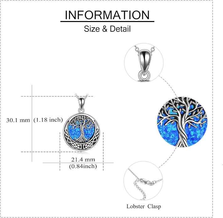ONEFINITY Tree of Life Necklace 925 Sterling Silver Abalone Shell Celtic Knot Pendant Necklace for Women Jewelry