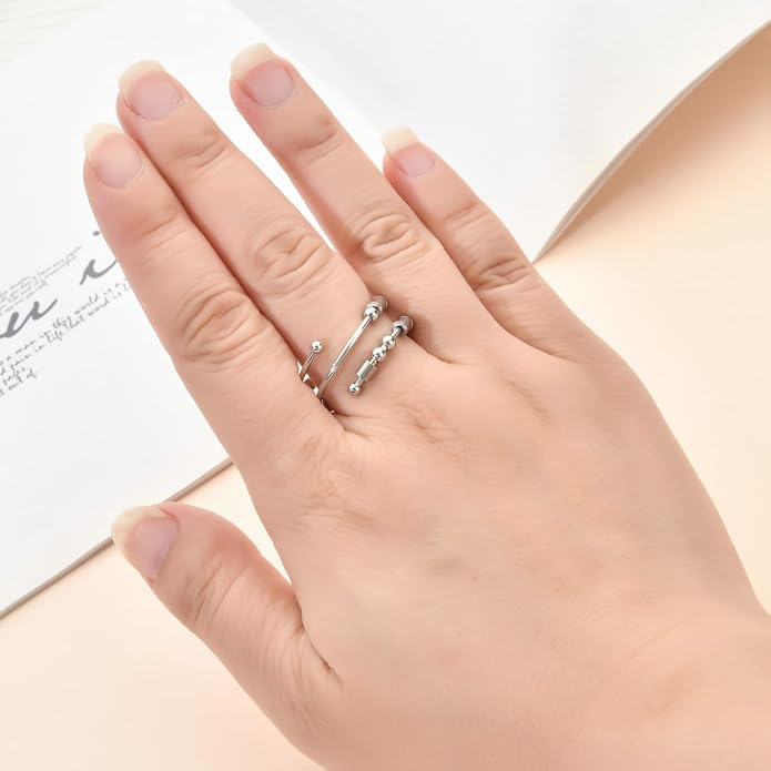 Morse Code Rings for Women, Stainless Steel Spinner Ring Fidget Rings for Anxiety Ring Morse Code Rings Inspirational Gifts Jewelry Women Birthday Graduation Gifts for Best Friends
