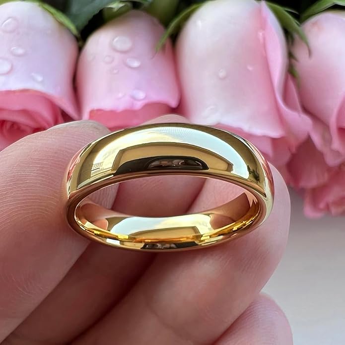 TUTISS 4mm 6mm 8mm 10mm Silver/Gold/White Tungsten Rings for Men Women Couple Fashion Jewelry Anniversary Engagement Wedding Bands Domed Polished I Love You Engraved Comfort Fit