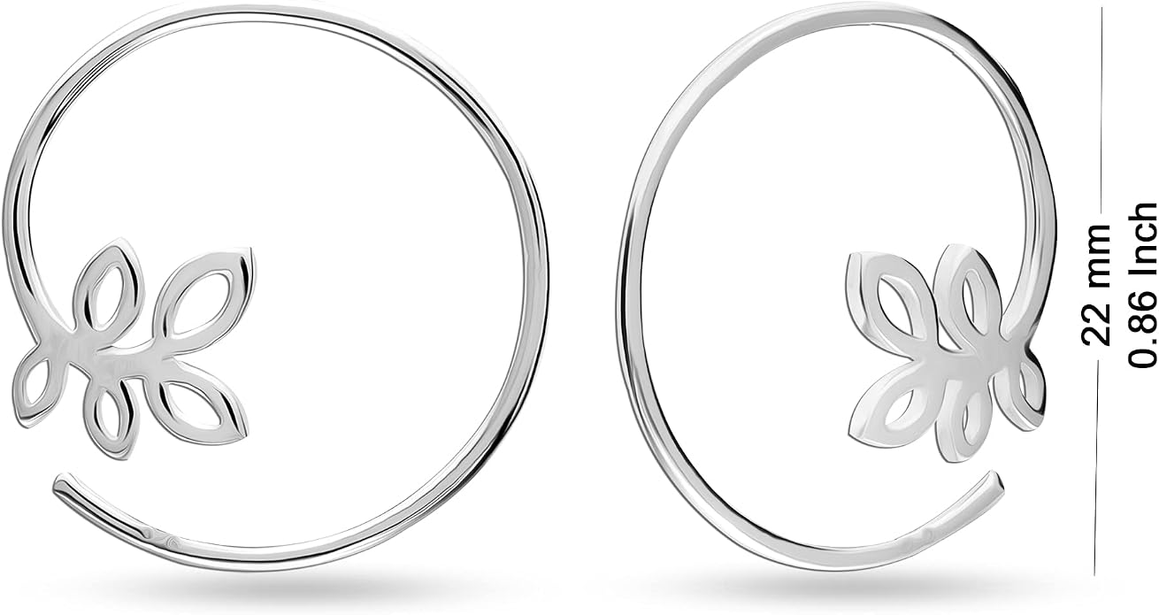 LeCalla 925 Sterling Silver Threader Earrings for Women | Handmade Wire Boho Hoops & Drop Earrings in Spiral, Heart, Bar Designs | Lightweight Pull Through Earring Jewelry Gift for Birthday, Anniversary