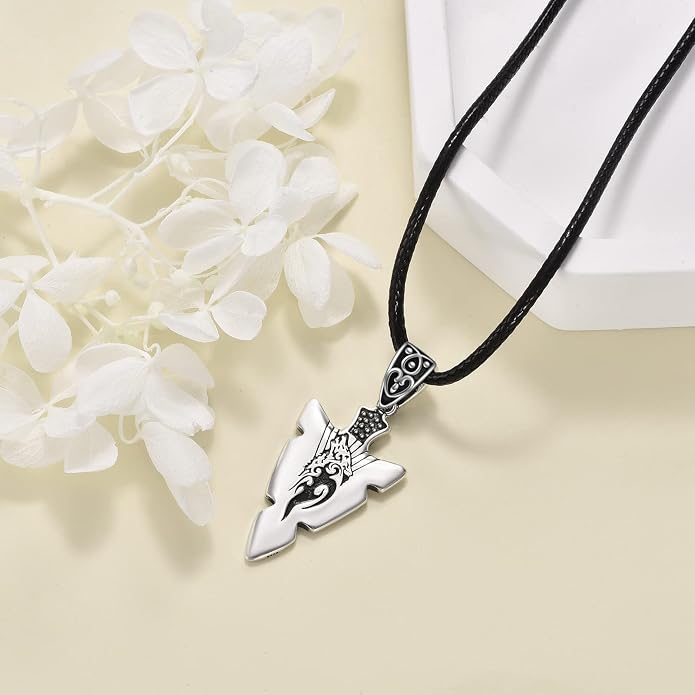VONALA Gothic Necklace 925 Sterling Silver Punk Dagger/Thor Hammer/Arrowhead Wolf/Lion/Tree of Life Urn Pendant Necklace Viking Amulet Pagan Jewelry Gifts for Women Men Unsex