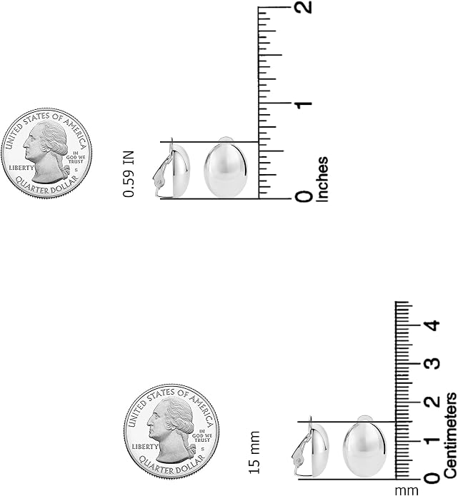LeCalla 925 Sterling Silver Small Medium Clip On Earrings Non-Pierced Clip-On Stud Earring for Teen Women