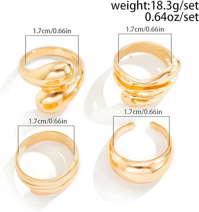 Gold Statement Rings for Women Gold Chunky Dome Rings Set