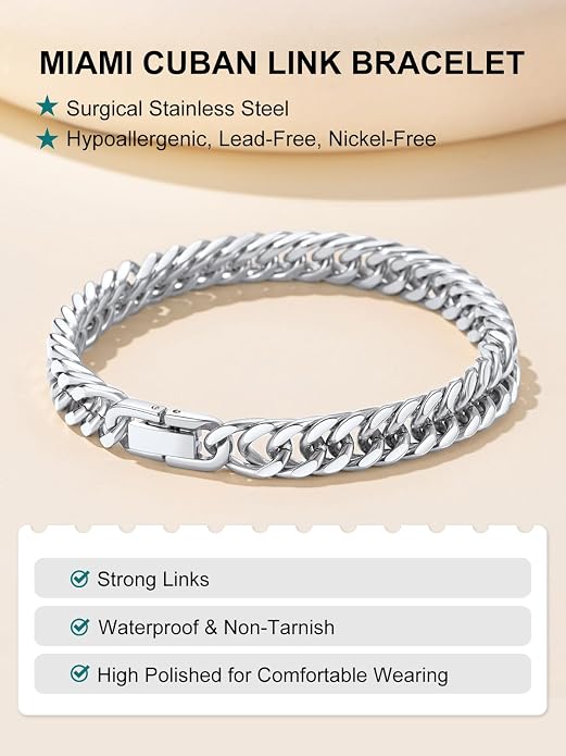 Supcare Unique Anniversary Birthday Valentines Fathers Day Stainless Steel Cuban Link Bracelets for Men Him, To My Man Dad Husband Love Always Remember Wrist Chain Bracelet Jewelry Gifts