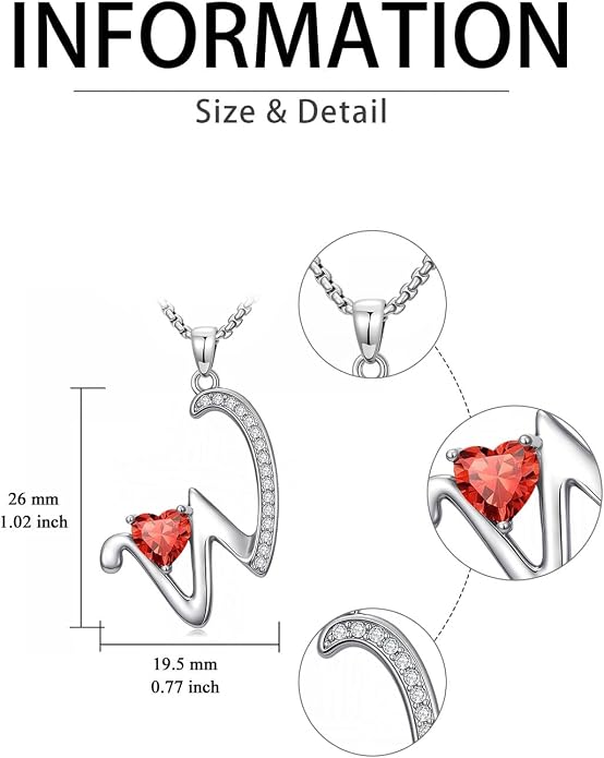 Birthday Gifts for Women Alphabet A to Z Initial Birthstone Pendant Necklaces for Women - 18k White Gold Plated Personalized Name Jewelry Anniversary Graduation Gifts for Wife Her Daughter Girlfriend(with Gift Box)
