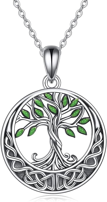 ONEFINITY Tree of Life Necklace 925 Sterling Silver Abalone Shell Celtic Knot Pendant Necklace for Women Jewelry