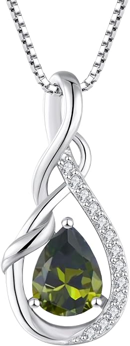 STARCHENIE Infinity Teardrop Pendant Necklace for Women 925 Sterling Silver Birthstone Jewelry
