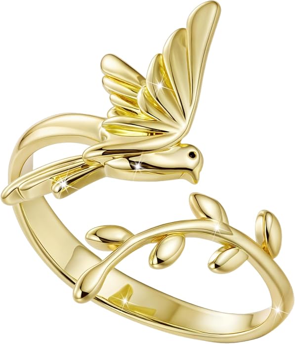 Adjustable Koi Fish Smake Dachshund Kitten Cat Hummingbird leaf Dragon Stackable Rings Lucky Protection Gold Adjustable Animal Themed Fortune Protection Ring Good Luck Statement Jewelry Women Grandma Mom Daughter