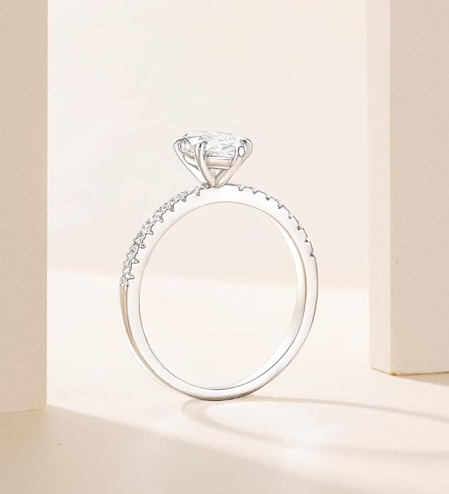 TIGRADE 2CT Engagement Ring for Women Marquise Cut Cubic Zirconia Wedding Band CZ Promise Anniversary Ring Size 3-12