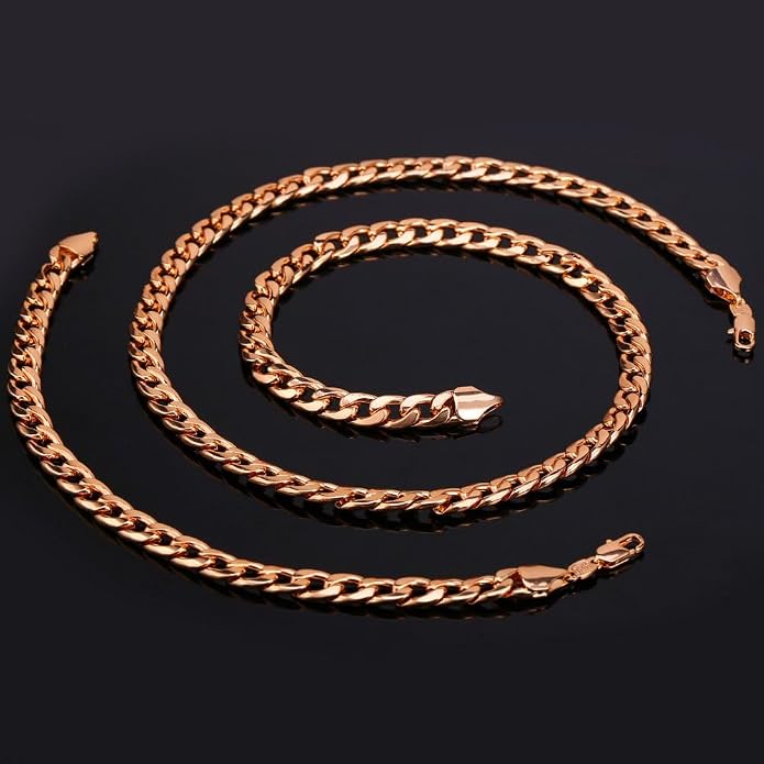 U7 Cuban Link Chain for Men Women Stainless Steel Curb Necklace, 7/9/12/15 MM Chunky Chain Silver/Gold/Black Mens Hip Hop Jewelry 18''-30''