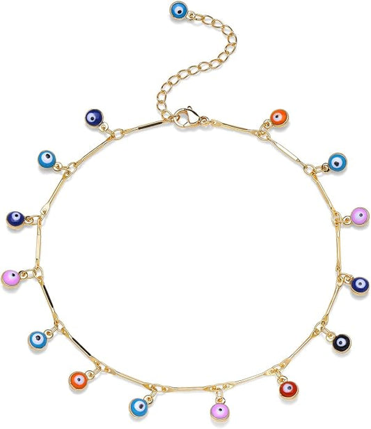 MEVECCO Anklet for Women Gold Chain 14K Gold Plated Dainty Boho Beach Summer Simple Foot Jewelry Ankle Bracelet