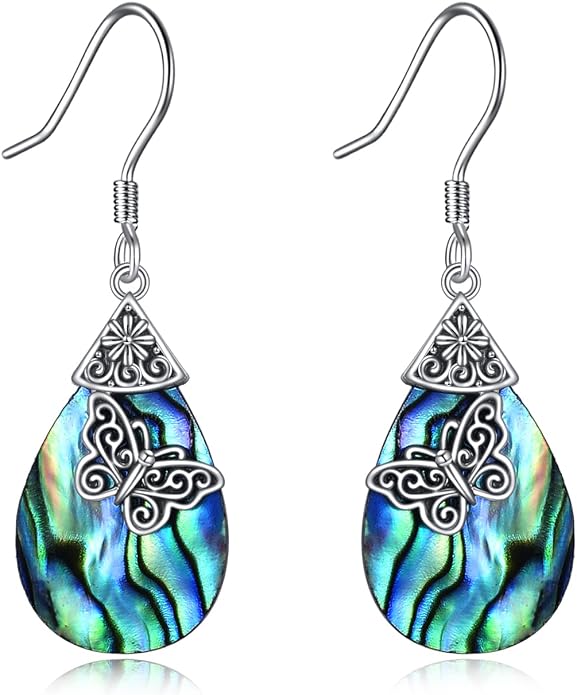 POPLYKE 925 Sterling Silver Tree of Life Dangle Earrings for Women Fashion Abalone Shell Jewelry Gifts for Mom Sister Friend Birthday