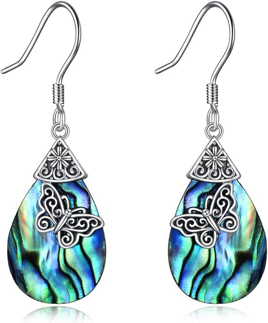 POPLYKE 925 Sterling Silver Tree of Life Dangle Earrings for Women Fashion Abalone Shell Jewelry Gifts for Mom Sister Friend Birthday