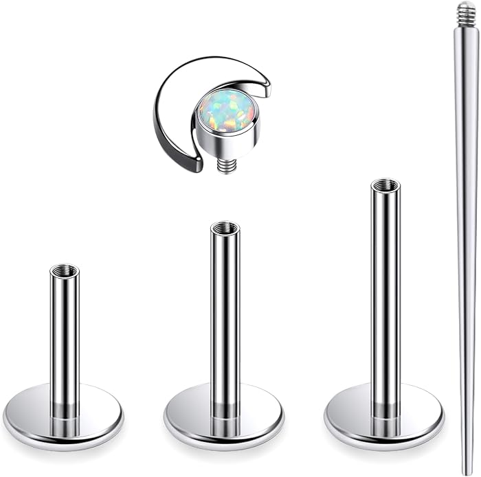 16G Astm F136 Titanium Internal Thread Flat Back Earrings Nose Studs Tragus Forward Helix Conch Cartilage Lobe Earrings Stud Medusa Labret Monroe Lip Ring Piercing Jewelry For Women Men