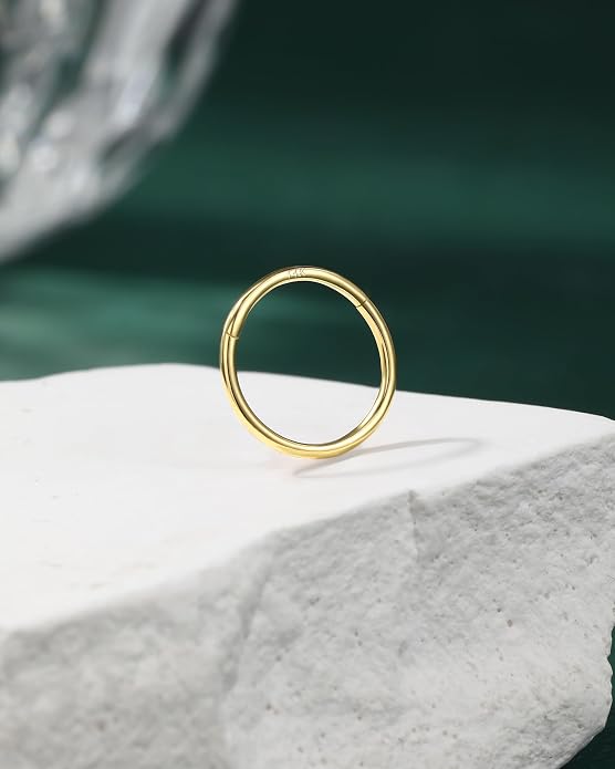 COCHARM 14K Solid Gold 18g/16g Nose Rings 16G Septum Rings Yellow Gold Tragus Helix Cartilage Conch Earring Hoops 18 Gauge Piercing Hoop