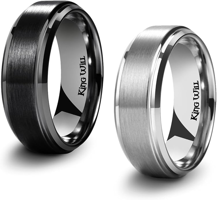King Will Titanium Wedding Band for Men Women- 3-10mm Width Black/Sliver/Gold High Purity Titanium Promise Wedding Ring Comfort Fit for Daily Wear Size 6-14