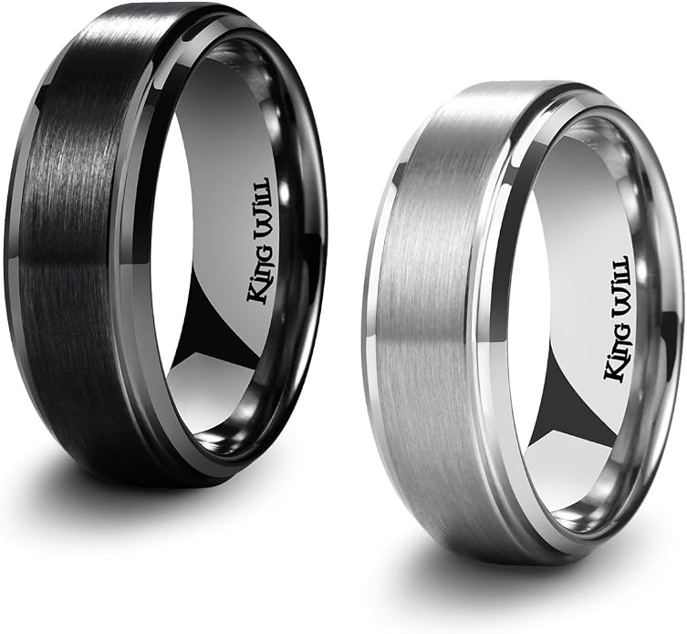 King Will Titanium Wedding Band for Men Women- 3-10mm Width Black/Sliver/Gold High Purity Titanium Promise Wedding Ring Comfort Fit for Daily Wear Size 6-14